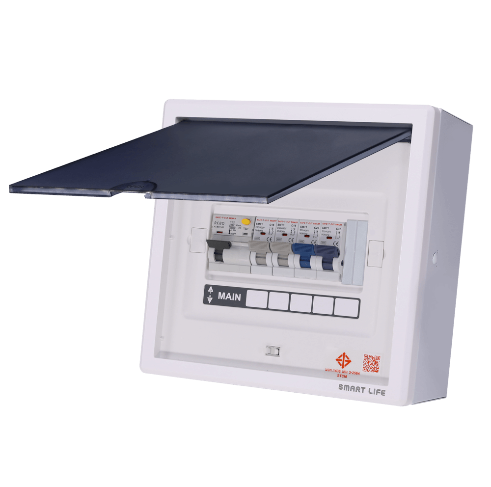 ชุดตู้คอนซูมเมอร์ 4 ช่อง เบรคเกอร์กันดูด 32 แอมป์ เซฟ-ที-คัท สมาร์ท รุ่น F2